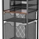 Feyejade 6-Tier Rolling File Cart with 2 Drawers, File Cabinet Organizer for Hanging File Folders, Letter-Size File Storage with Wheels, Multi-Layer Mobile Filing Cabinet for Office and Home (Black)