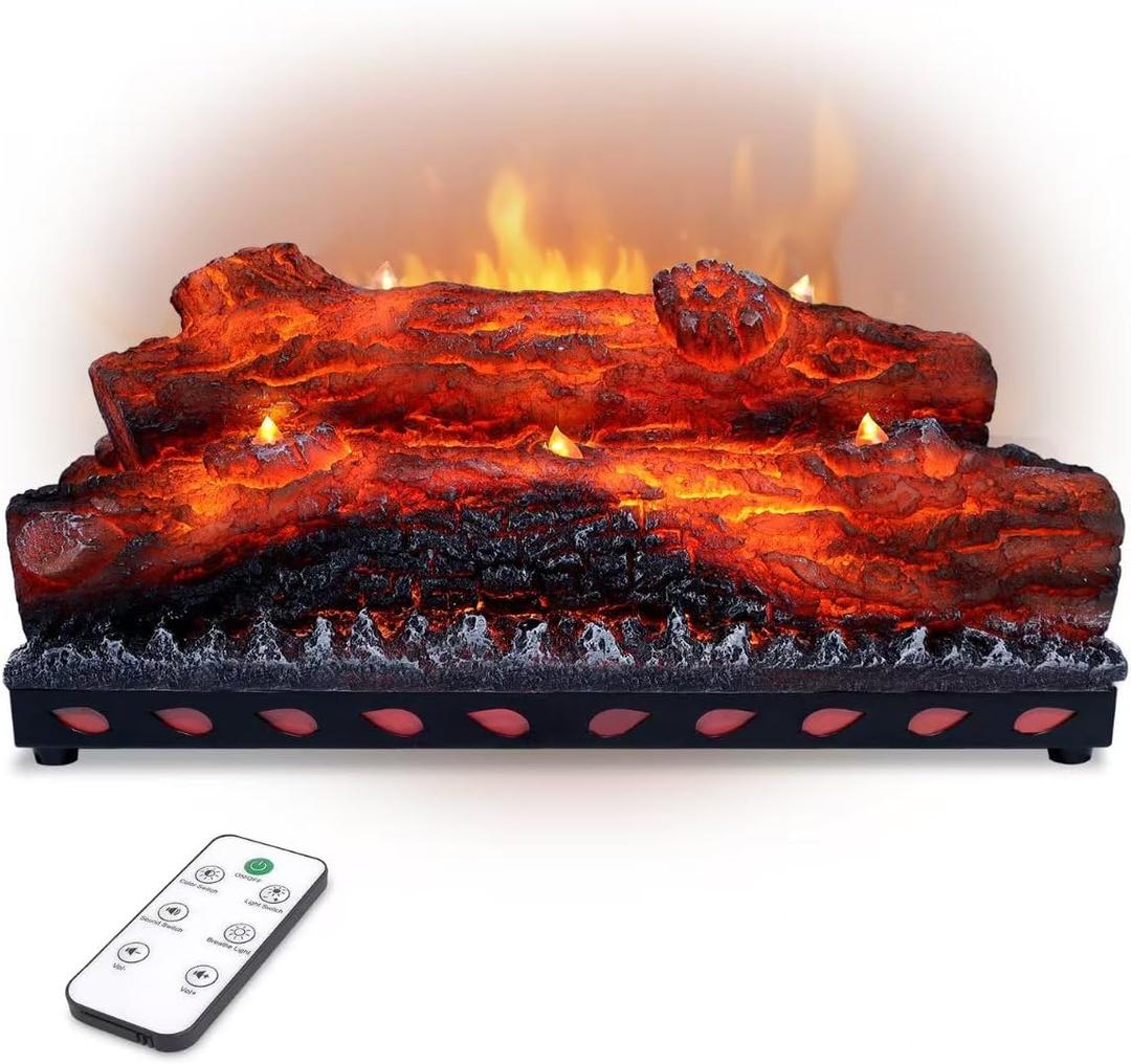 Electric Fireplace Logs Realistic Flame Effect Candle LED Flame Light USB Powered Electric Fireplace Remote Control Fireplace Placement Home Decoration 12.4*5.91*7.87 In No Heat Function (Large)