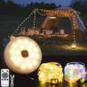 Solar Camping String Lights, 4 in 1 Outdoor Camping Lantern with 8 Lighting Modes(72.2Ft), Quick 30s Recovery, Waterproof, Type-C Fast Charging, Portable Camping Lights for Camping/Yard/Hiking