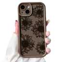 NITITOP Compatible with iPhone 15 Case Cute Sunflower Floral Design for Women Girls Flower Artistic Soft TPU Shockproof Protective Full Camera Protection Cover - Brown