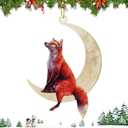 Christmas Tree Decorations, Acrylic Animal Christmas Ornaments, Home Decoration, Party Decoration, Small Animals on The Moon (Moon Fox)
