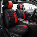 OASIS AUTO Car Seat Covers Premium Waterproof Faux Leather Cushion Universal Accessories Fit SUV Truck Sedan Automotive Vehicle Auto Interior Protector Full Set (Black&Red)