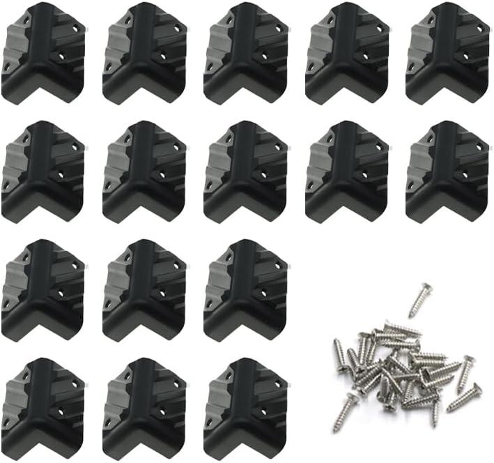 16PCS Plastic Speaker Cabinet Corner Protector Right Angle Corner Protector with Mounting Screws,Black,80mm (1.61" X 1.61" X 3.15")