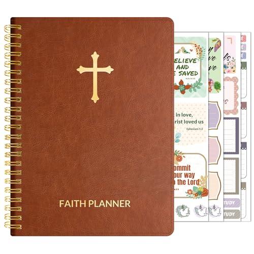 2026 Christian Planner - 12 Month Bible Journal and Prayer Planner A5 Spiral Bound, Monthly & Weekly Christian Organizer Gifts for Women Men (Brown)