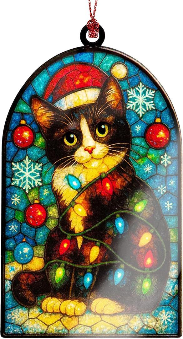 2 x Tuxedo cat Ornament - Tuxedo Cats Gift - Cats Christmas Ornament - cat Lover Gifts for Women - Christmas Ornament 2025 - White Elephant Gifts - Xmas Tree Funny Decoration