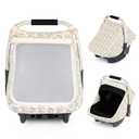 Beberoad Love Baby Car Seat Cover, Breathable Mesh Window & Windproof Canopy, Universal Fit for Infant Car Seats,  Lightweight, Easy Install (Beige)