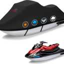 Comnova Jet Ski Cover 115-120 Inch - 600D Waterproof Trailerable Jetski Covers - Heavy Duty PWC Cover Fits Seadoo, Yamaha 2-3 Seater Personal Watercraft, All-Season Protection
