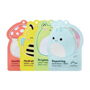 TONYMOLY x Squishmallows Sheet Mask Set  4-Pack Facial Skincare Variety for Hydrating, Soothing, Repairing, Nourishing, Moisturizing & Glowing Skin