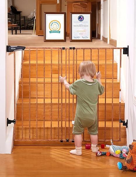 Babelio 31.5-55" No Bottom Bar Baby Gate Extra Wide, 2-in-1 Auto Close Dog Gate for The House, Stairs and Doorways, with Large Walk Thru Door,
