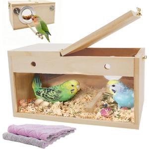 kathson Parakeet Nesting Box,Transparent Parrots Breeding Mating Boxes Nest House,Bird Cage Nesting Box for Cockatiel,Budgie,Lovebirds,Conure,Finch,Canary,XL