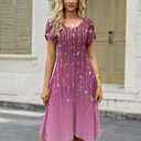 Zeagoo Womens Casual Dress for Summer Short Sleeve Loose Flowy Beach Dress with Pockets Hankerchief Flare Midi Sundress 2026 (XXL)