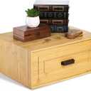 Kingrol Bamboo Cube Storage, Stackable Desk Drawer Organizer with Handle, Home Office Cubby Organizer for Entryway, Closet, Bedroom, Bathroom, 15 x 11.75 x 6.5 Inch