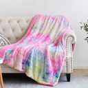 NEWCOSPLAY Super Soft Faux Fur Throw Blanket for Couch Light Rainbow Sherpa Fuzzy Plush Warm Blanket for Sofa Bed (Light Rainbow, Throw(40"x50"))
