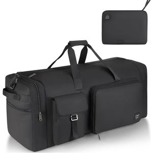 80L Large Duffle Bag for Travel, Urtala 26 Travel Duffle Bag for Men and Women, Foldable Traveling Duffel Bags with Shoes Compartment, Waterproof and Tear Resistant (Black)