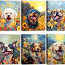 Dog Canvas Wall Art,Funny Dog Canvas Wall Art, Cute Puppy Animal Pictures Wall Decor Print,Colorful Dog Pop Art ,Dog Pop Art,Pet Lovers Kid Bedroom Pet Room Decor,Set of 6 (8"x10" Built-in frame)