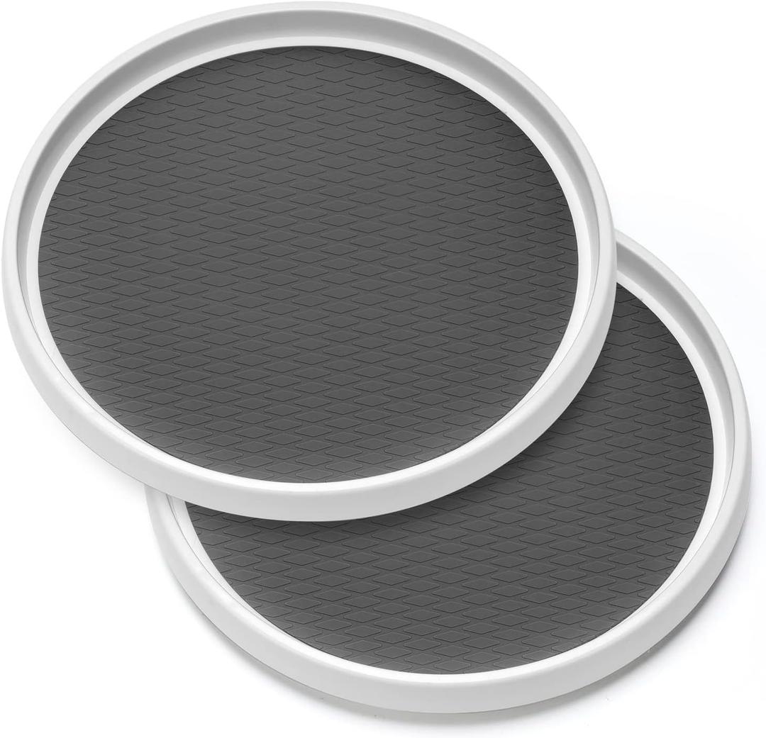 2 Pack, 12-Inch Non-Skid Lazy Susan Organizers - Turntable Rack for Pantry Organization and Storage, Kitchen, Fridge, Cabinets, Bathroom Makeup Vanity Countertop, Under Sink Organizing, Spice Rack