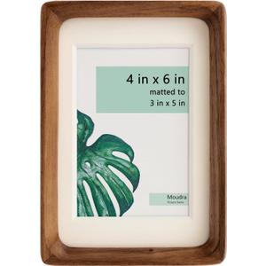 Handcrafted Solid Wood Picture Frame with Mat for Wall or Tabletop Display, Perfect for Photos and Artwork. (Walnut, 4"x6" matted to 3"x5")