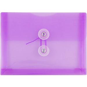 JAM PAPER Plastic Envelopes with Button & String Tie Closure - Index Size - 5 1/2 x 7 1/2 - Lilac Purple - 12/Pack