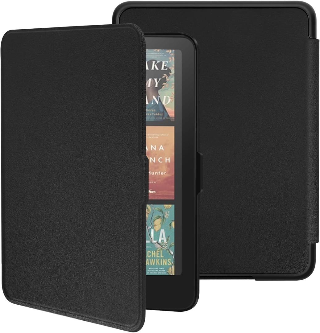 Slim Case for All-New 7" Kindle Paperwhite 12th Gen 2024&Kindle Colorsoft Signature Edition 2024, PU Leather Shell PC Cover with Auto Wake/Sleep,Black
