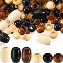 WILLBOND 130 Pieces Macrame Wooden Beads Loose Beads with 10 mm Large Hole for Macrame Making Kits Supplies Jewelry Making Hair DIY Craft Handmade Decor(Wood Color,Classic)