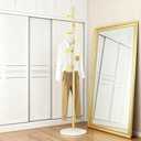 Coat Rack Freestanding with Marble Rock Slab Base, Heavy Duty Sturdy Stable Metal Tree Clothes Racks with 7 Staggered Round Hooks, Coat Hanger for Clothing Hats Bags Purses, for Room Entryway Bedroom, 12.5"D x 12.5"W x 67"H