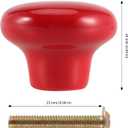 JAPCHET 16 Pack Red Ceramic Cabinet Knobs, 32 MM/1.26Inch Single Hole Ceramic Door Knobs with Screws, Button Round Mushroom Door Pulls for Kitchen Cabinet, Cupboard, Wardrobe, Dresser