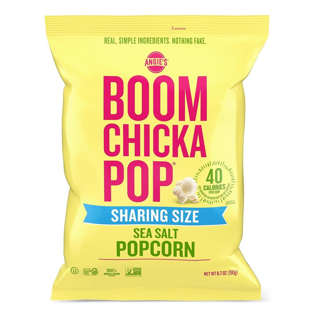 Angie's BOOMCHICKAPOP Sea Salt Popcorn, Gluten Free, Party Size, 6.7 oz. (EXP 04/26/25)