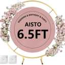 Round Backdrop Stand Arch Balloon Golden Metal Circle Garland Frame with Base for Wedding Birthday Party Baby Shower Graduation Decoration (6.5FT)
