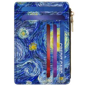 ZYAOTWQZ small wallet women, RFID thin wallet for women, thin ladies credit card holder (Blue Moon 1)