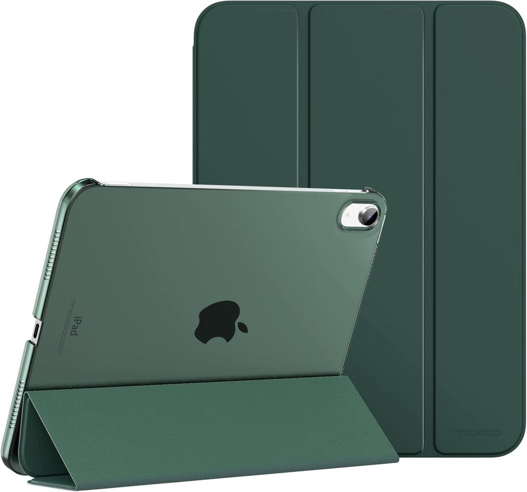 MoKo for iPad (A16) 11th Generation Case 11 Inch 2025,iPad 10th Generation Case 10.9 Inch 2022,Slim Stand Hard PC Translucent Back Shell Smart Cover,Support Touch ID,Auto Wake/Sleep,Midnight Green