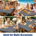 Moosfor Spandex 6 Foot Rectangle Table Cloth 2 Pack, Elastic Fitted Tablecloths for Picnic, Stretch Washable Patio Table Cover for Outdoor, Camping, Banquet and Parties (Grey, 30"x72")