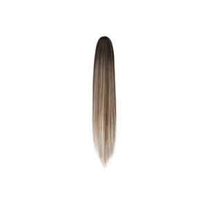 FELENDY Ponytail Extension Claw 18" 20" Curly Wavy Straight Clip in Hairpiece One Piece A Jaw Long Pony Tails for Women (Dark Brown Mix Ombre Blonde,Straight)