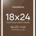 Homeforia 18x24 Mortise&Tenon Walnut Poster Frame, 16x20 Mat, Glass
