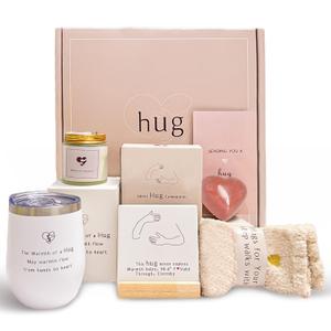 "Hug in a Box" Sympathy Gift Baskets for Women - Thinking of You Care Package for Loss of Loved One, Bereavement, Get Well Soon After Surgery, or Miscarriage - Comforting Gifts with Card