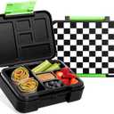 Simple Modern Bento Lunch Box for Kids | BPA Free, Leakproof, Dishwasher Safe | Lunch Container for Girls and Boys, Toddlers | Porter Collection | 5 Compartments | Black and White Checkmate