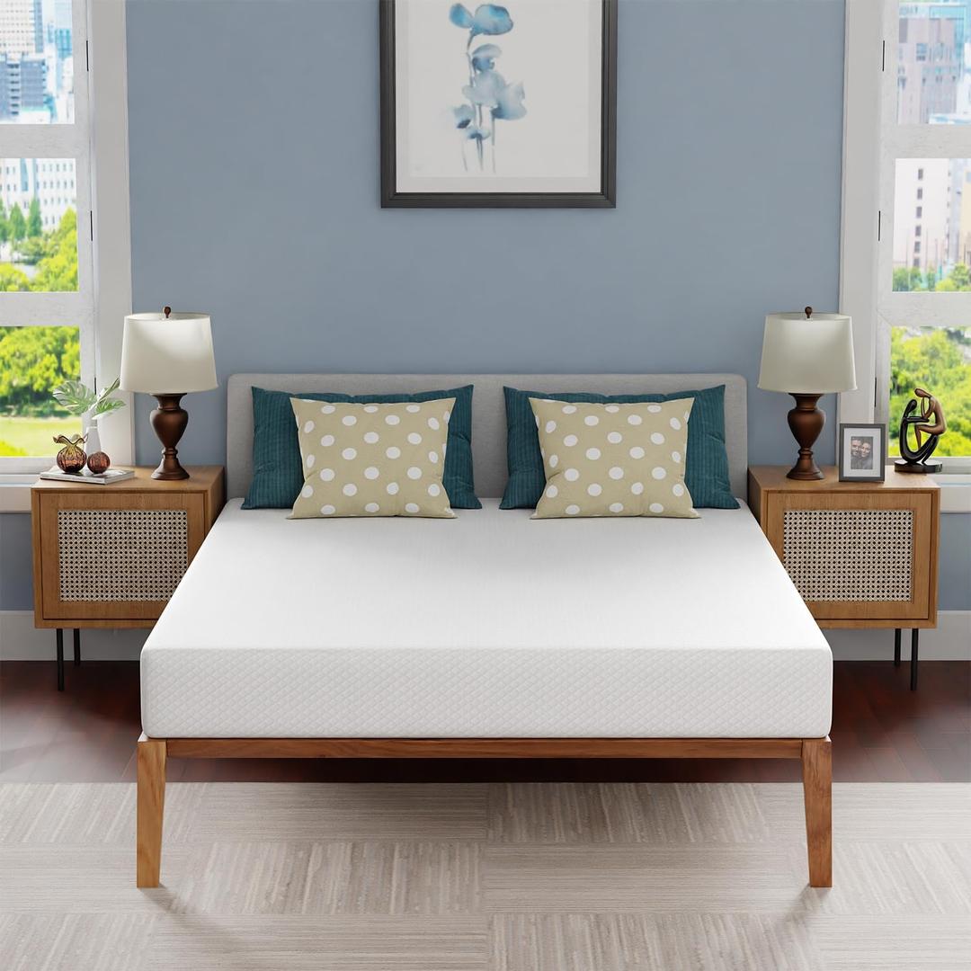 FDW | 8 Inch Queen Mattress | Medium Firm | Gel Memory Foam Mattress | White | Bed in a Box, CertiPUR-US Certified | Pressure Relief, Cooling Ventilated Foam | Washable Removable Cover
