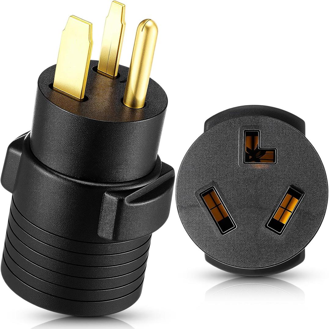 Kanayu 6-50P to 10-30R 30amp Dryer Adapter Compatible with NEMA 3 Prong Male Plug to 3 Female Receptacle Welder to Old Style Dryer Power and EV Power Cord Connector (Black)