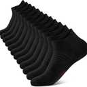 Compression Running Ankle Socks (6 Pairs) for Men & Women, Running Socks With Arch Support (Black)