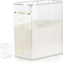 Rice Storage Container 15-20 Lbs, Tall & Narrow Food Storage Container with Measuring Scoop for Dry Goods Rice Flour Pet Food Bath Salt Storage, Clear Plastic Bin with Lid for Pantry Storage