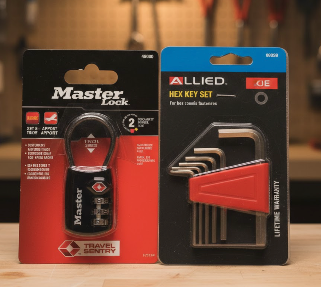 Master Lock 4688D Set Your Own Combination TSA Approved Luggage Lock, 1 Pack, Assorted And Hex Key Set Sae 6pc