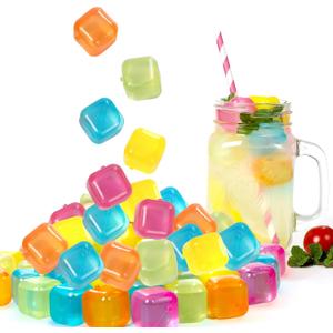 Reusable Ice Cube Plastic Ice Cubes 65 Pack Colorful Refreezable Ice Cubes for drinks, Whiskey, Vodka or Coffee, Washable Non-Melting Ice Cubes Non-Diluting