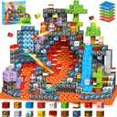 200PCS Magnetic Blocks - Magnetic Building Toys with 6PCS Bases, Travel Magnetic Tiles Game for Kids, Mini Magnetic Tiles for Toddler Boys Age 3-5 4-8 8-12, STEM Sensory Outdoor Travel Toys Gifts