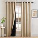NICETOWN Thermal Insulated Blackout Curtains 96 inches Long for Bedroom Living Room, Farmhouse Thermal Insulated Window Room Darkening Drapes with Black Liner, 52 x 96 Inch, 2 Panels, Biscotti Beige