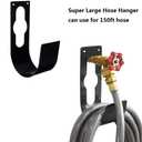 2 Pack Garden Hose Hanger Wall Mount Heavy Duty Hose Holder Hook Use for 150foot Hose (Large, Black)