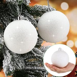 Zubebe 12 Pieces Large Christmas Ornaments Balls, Glitter Snowball Ornaments for Christmas Tree, Hanging Shatterproof Plastic Balls for Xmas Holiday Wedding Party Decorations(White)