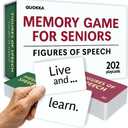 QUOKKA Elderly Memory Games for Seniors 202 Cards for Alzheimer's or Dementia Activities Expression Brain Card Games for Seniors with Dementia 2 Levels, Visual Clues, Premium Gift Box