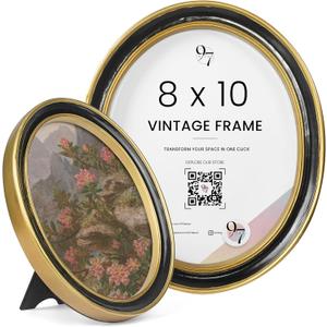 97 Decor Vintage Oval Picture Frame 8x10 - Black Gold Oval Frame 8x10, 8 By 10 Antique Wall Photo Frames Hanging, Vintage Frames 8x 10