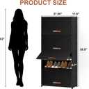 Shoe Rack, 9 Tier Shoe Storage Cabinet with Door 36 Pair Plastic Shoe Shelves Organizer for Closet, Entryway, Hallway, Bedroom, Black