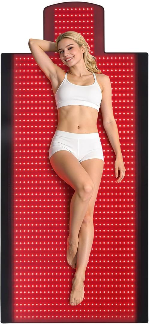 1370 LEDs Dual Full Body Red Light Therapy Mat, Red Light Therapy Blanket, 2in1 LEDs(660nm& 850nm), Premium Leather, Adjustable Timer & Intensity