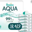 Pampers Baby Wipes Aqua Pure, 99% water-based wipes, Hypoallergenic and Unscented Baby Wipes, 672 Wipes Total (12 Flip-Top Packs)